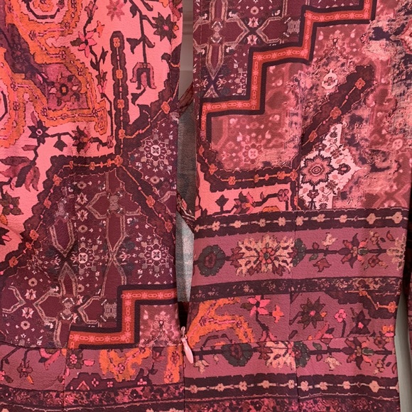 Bohemian multicolor pink bell sleeve hippie dress by Runaway heart size 8 - Picture 7 of 8